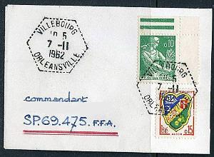 Lettre Commandant Schmitt 19- Villebourg- Orleansville